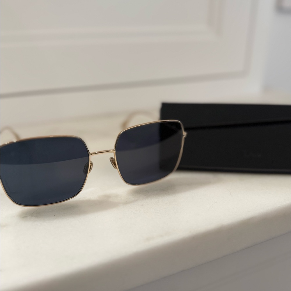 Dior Gold Frame Black Lens Women's Sunglasses